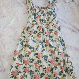 Old Navy White Floral Sundress with Pink, Blue & Yellow Blooms